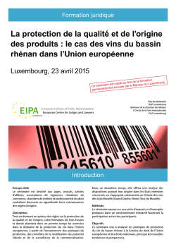 le cas des vins du bassin rh&eacute;nan dans l`Union europ&eacute;enne