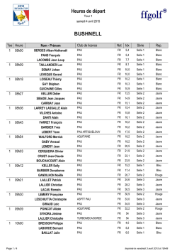 horaire des departs - Pau Golf Club 1856