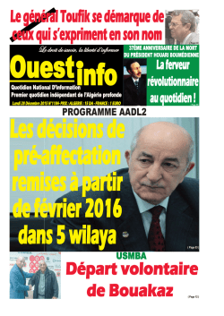 Lundi 28 D&eacute;cembre 2015 - Ouest-Info