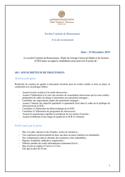 (01) SOUSCRIPTEUR RETROCESSION Profil requis par