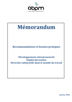 Mémorandum Recommendations Emploi et Entrepreneuriat 01-2016