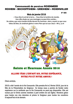 Sainte et Heureuse Ann&eacute;e 2016 - Communaut&eacute; de Paroisses du