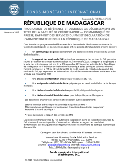 République de Madagascar: Programme de référence et