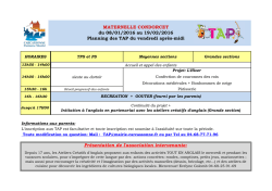 Plannings d`activit&eacute;s TAP des &eacute;coles maternelles