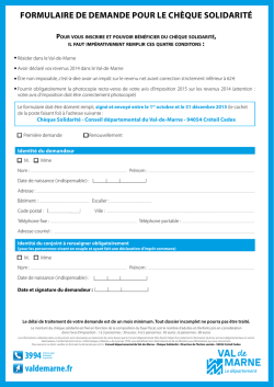 Formulaire de demande du ch&egrave;que solidarit&eacute; - 94 Val-de