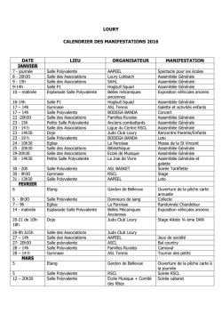 Calendrier des manifestations 2016