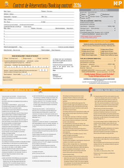 Contrat de Réservation/Booking contrat