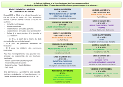 Programme des activit&eacute;s Seniors Janvier 2016