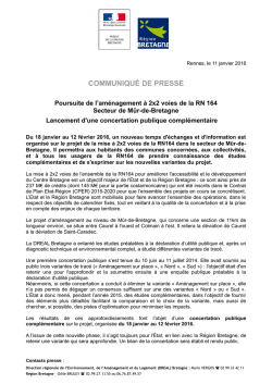 Communiqu&eacute; de presse du 11 janvier 2016