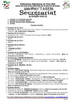 bulletin n&deg;12 - Ligue de Foot ball wilaya de BLIDA