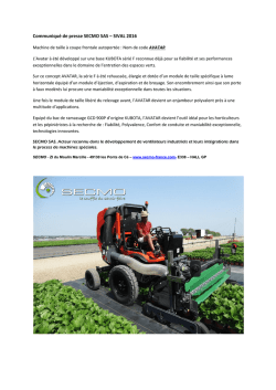 Communiqu&eacute; de presse SECMO SAS &ndash; SIVAL 2016