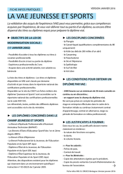 La fiche d`information VAE Jeunesse et sports