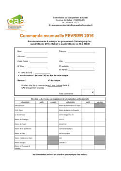 commande fevrier 2016 - CAS de l`agglom&eacute;ration Dijonnaise