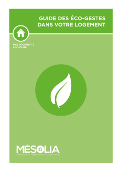 GUIDE DES &Eacute;CO-GESTES DANS VOTRE LOGEMENT