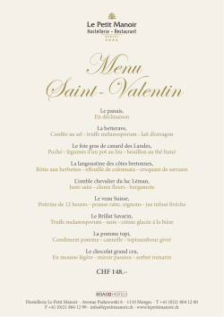 Menu de la Saint-Valentin - Hostellerie Le Petit Manoir