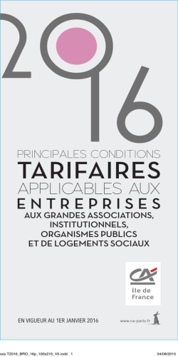 TARIFAIRES - Crédit Agricole d`Ile de France