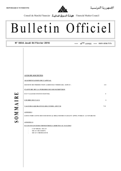 Bulletin Officiel N° 5034 du Jeudi 04 Février 2016