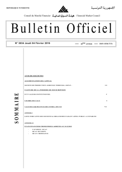 Bulletin Officiel N&deg; 5034 du Jeudi 04 F&eacute;vrier 2016