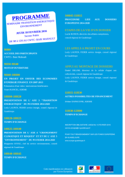 Programme du jeudi 18 f&eacute;vrier