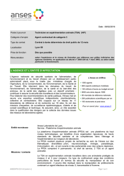 2016-014 Technicien en exp&eacute;rimentation animale