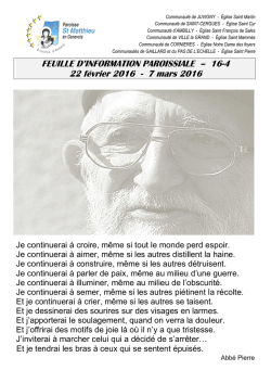 FEUILLE D`INFORMATION PAROISSIALE &ndash; 16-4