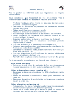 Madame, Monsieur, Voici la position du SHN/CGC suite aux
