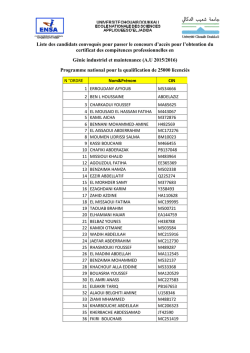 Liste des candidats retenus à passer le concours écrit genie