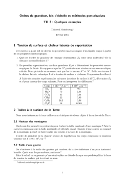 Ordres de grandeur, lois d`&eacute;chelle et m&eacute;thodes perturbatives TD 3