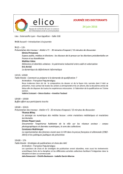 JOURN&Eacute;E DES DOCTORANTS 24 juin 2016