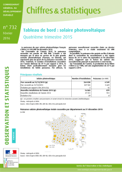 solaire photovolta&iuml;que - Quatri&egrave;me trimestre 2015