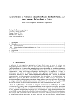 Evaluation de la r&eacute;sistance aux antibiotiques des bact&eacute;ries