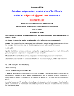 MK0015-Services Marketing and Customer Relationship Management