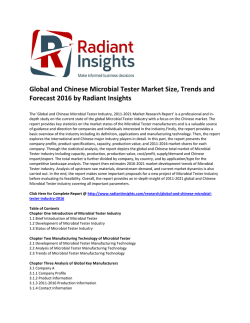 Global and Chinese Microbial Tester Market Share, Trends and Forecast 2016 by Radiant Insights