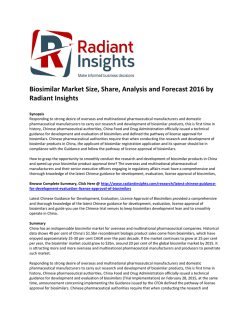 Biosimilar Market Size, Share, Analysis and Forecast 2016 by Radiant Insights