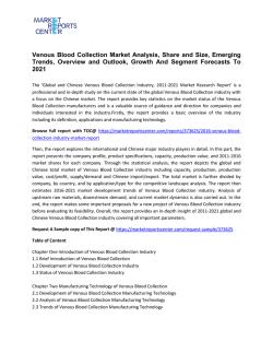 Venous Blood Collection Market Share, Size, Analysis and Overview, Outlook and Research Report 2016