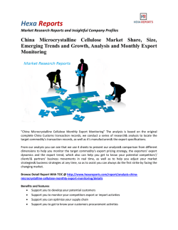 China Microcrystalline Cellulose Market Share, Growth and Monthly Export Monitoring By Hexa Reports