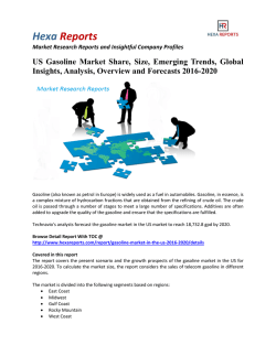 US Gasoline Market Share, Size, Emerging Trends, Global Insights, Analysis, Overview and Forecasts 2016-2020