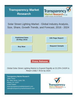 Solar Street Lighting Market Advanced technologies & growth opportunities in global Industry by 2024.