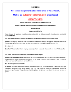 MK0015-Services Marketing and Customer Relationship Management