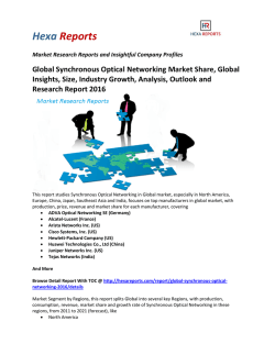 Global Synchronous Optical Networking Market Share, Global Insights, Size, Industry Growth, Analysis, Outlook and Research Report 2016