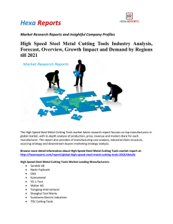 High Speed Steel Metal Cutting Tools  Market Share, Market Size, Market Trends and Analysis 2016-2021