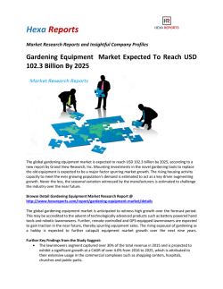 Gardening Equipment  Market Expected To Reach USD 102.3 Billion By 2025