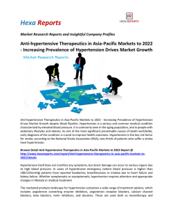 Asia-Pacific Antihypertensive Market will be valued at $27 billion in 2022 