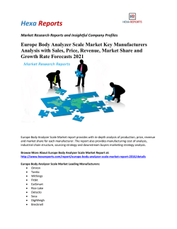 Europe Body Analyzer Scale Market Key Manufacturers Analysis with Sales, Price, Revenue, Market Share and Growth Rate Forecasts 2021