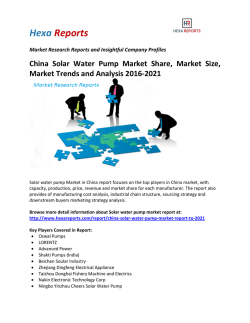 China Solar Water Pump Market Share, Market Size, Market Trends and Analysis 2016-2021