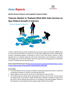 Telecom Market in Thailand 2016-2021 Data Services to Spur Robust Growth in Industry