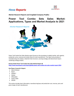Power Tool Combo Sets Sales Market Applications, Types and Market Analysis to 2021