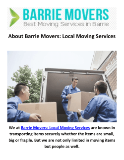 Barrie Movers : Local Moving Company in Barrie, ON