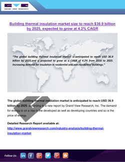 Building Thermal Insulation Market Is Projected To Grow At A CAGR Of 4.2% From 2016 To 2025: Grand View Research, Inc.