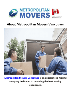 Metropolitan Moving Company in Vancouver, BC